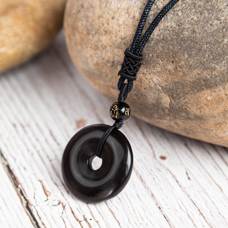 Obsidian Pendant Crystal Necklace