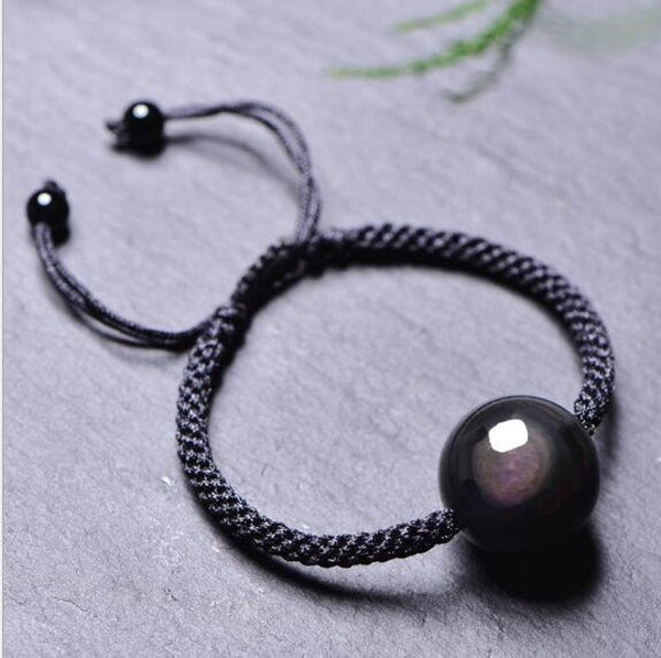 Rainbow Eye Black Obsidian Bracelet