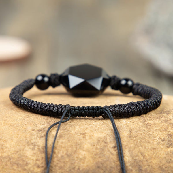 Natural Stone Black Obsidian Bracelet