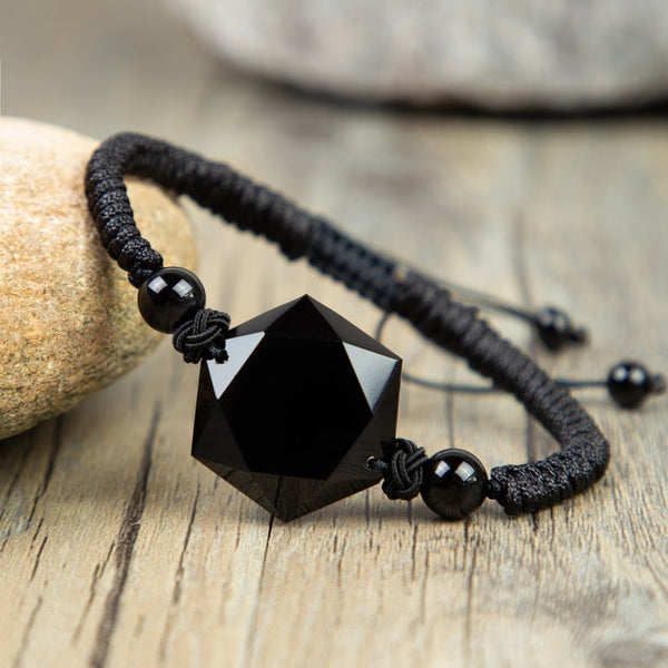 Natural Stone Black Obsidian Bracelet