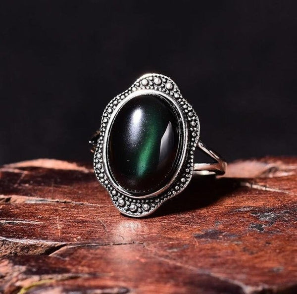 Natural Obsidian Healing Balancing Stone Ring