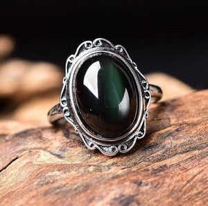 Natural Obsidian Healing Balancing Stone Ring