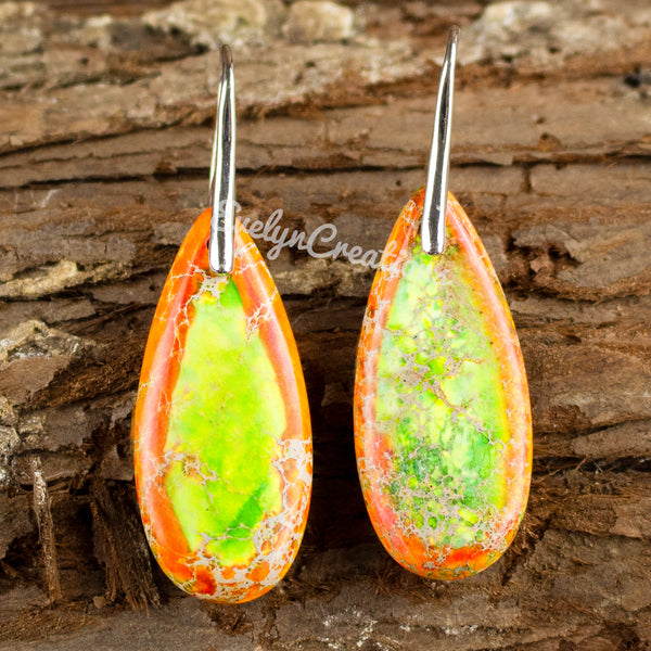 Orange Galaxy Sea Sediment Meditation Healing Earrings