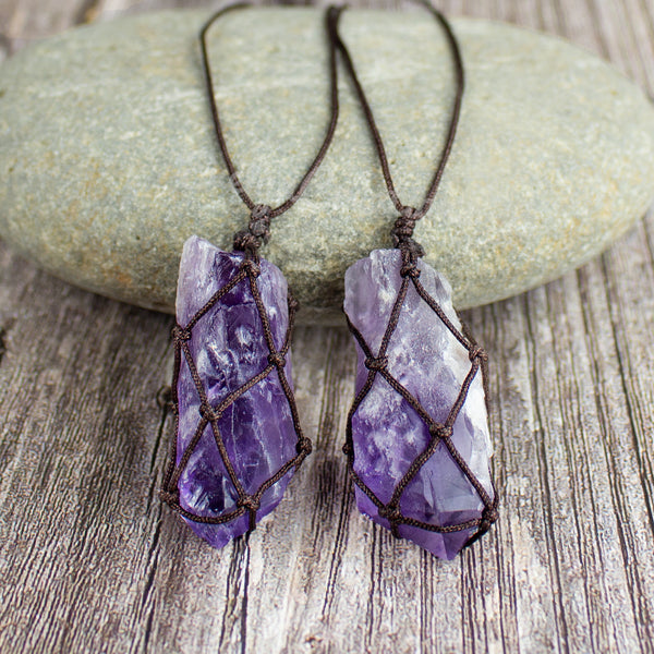 Raw Amethyst Spiritual Protection Pendant Necklace