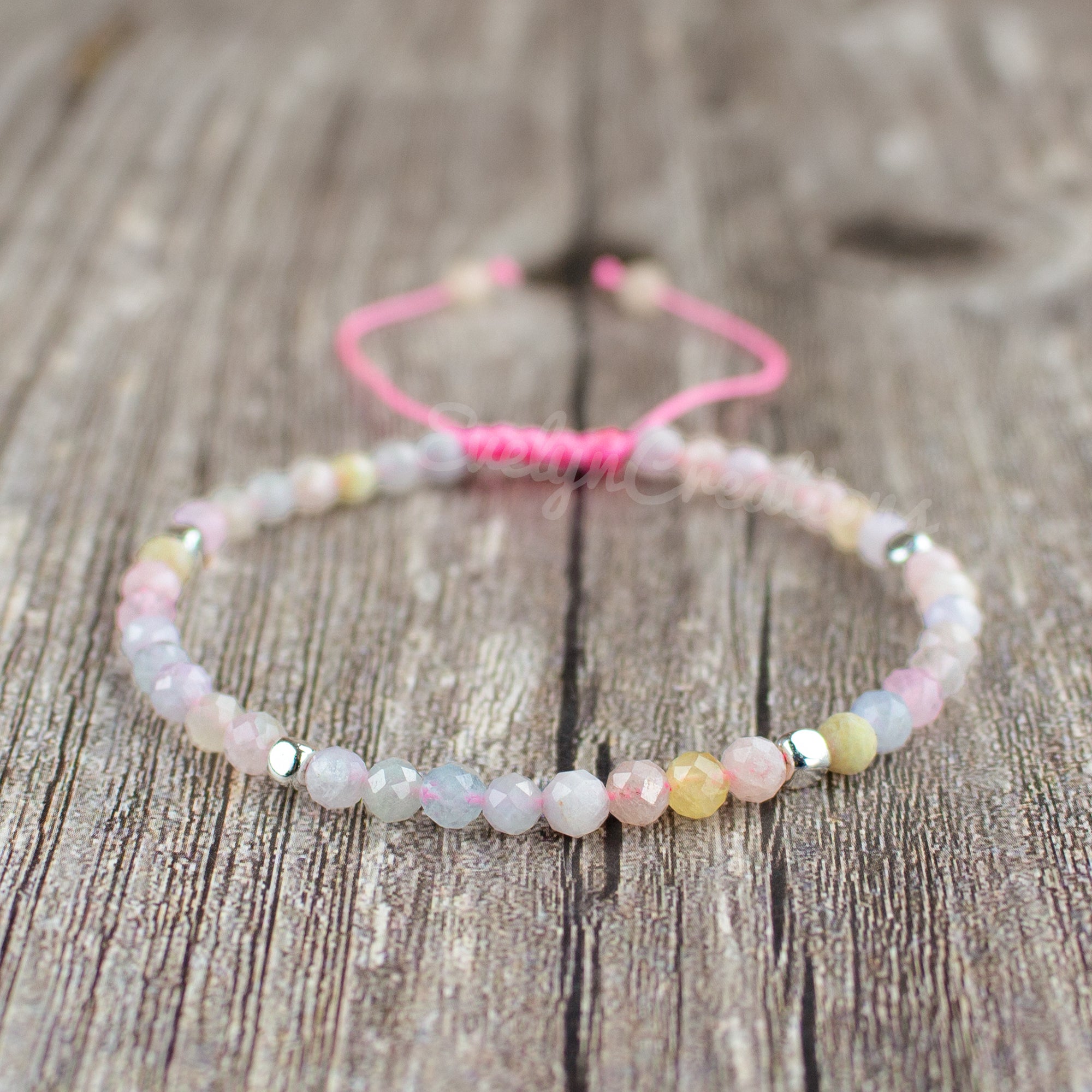 Natural Morgan Agate Stone Healing Crystal Dainty Bracelet