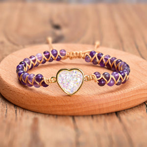 Healing Natural Amethyst Opal Heart Bracelet