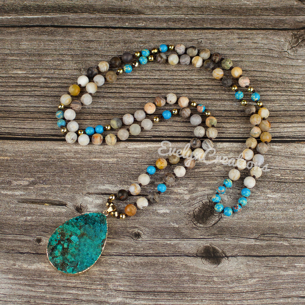 Natural Amazonite Stone Pendant Necklace